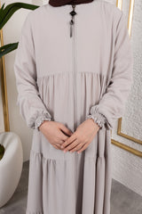 Three‑Tiered Girls’ Medine Silk Ferace Beige- ANM4002