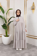 Three‑Tiered Girls’ Medine Silk Ferace Beige- ANM4002