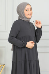 Three‑Tiered Girls’ Medine Silk Ferace Smoked - ANM4002