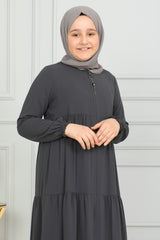 Three‑Tiered Girls’ Medine Silk Ferace Smoked - ANM4002