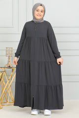 Three‑Tiered Girls’ Medine Silk Ferace Smoked - ANM4002