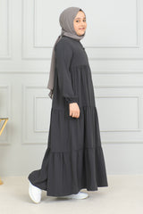 Three‑Tiered Girls’ Medine Silk Ferace Smoked - ANM4002