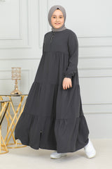 Three‑Tiered Girls’ Medine Silk Ferace Smoked - ANM4002