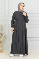 Three‑Tiered Girls’ Medine Silk Ferace Smoked - ANM4002