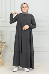 Three‑Tiered Girls’ Medine Silk Ferace Smoked - ANM4002
