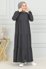 Three‑Tiered Girls’ Medine Silk Ferace Smoked - ANM4002