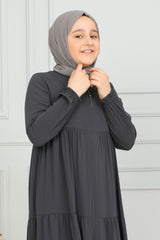 Three‑Tiered Girls’ Medine Silk Ferace Smoked - ANM4002