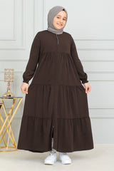 Three‑Tiered Girls’ Medine Silk Ferace Brown- ANM4002