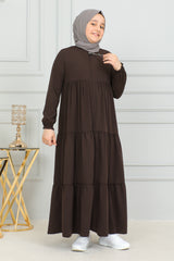 Three‑Tiered Girls’ Medine Silk Ferace Brown- ANM4002