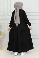 Three‑Tiered Girls’ Medine Silk Ferace Black - ANM4002