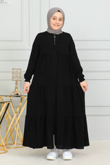 Three‑Tiered Girls’ Medine Silk Ferace Black - ANM4002