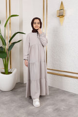 Three‑Tiered Girls’ Medine Silk Ferace Beige- ANM4002