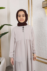 Three‑Tiered Girls’ Medine Silk Ferace Beige- ANM4002